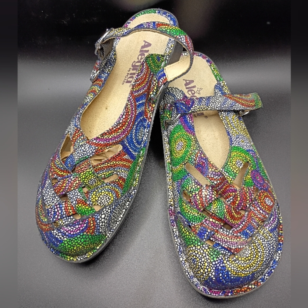 NEW Alegria Leather Slingback Mary Janes Color Freesia Rainbow Mosaic  38 - Picture 2 of 12
